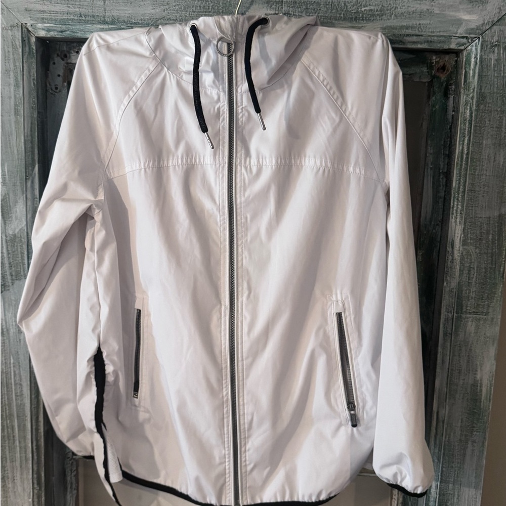 White Hooded Windbreaker Jacket